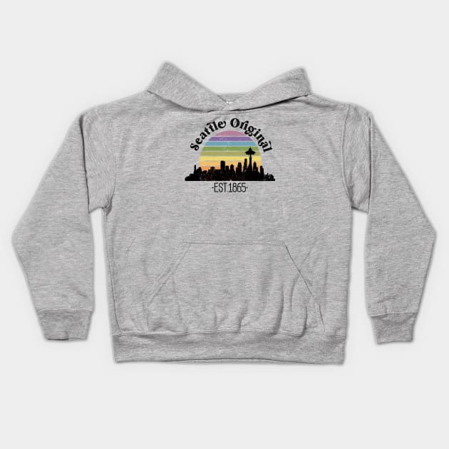 Seattle Original Retro Rainbow Kids Hoodie by Perpetual Brunch